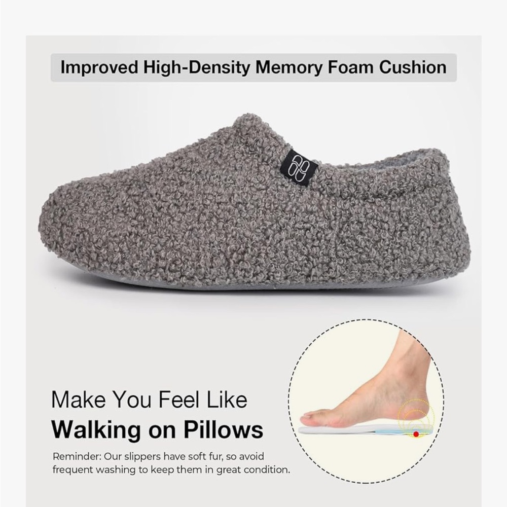 Women’s Fuzzy Memory Foam Loafer Slippers - Picture 4 of 7